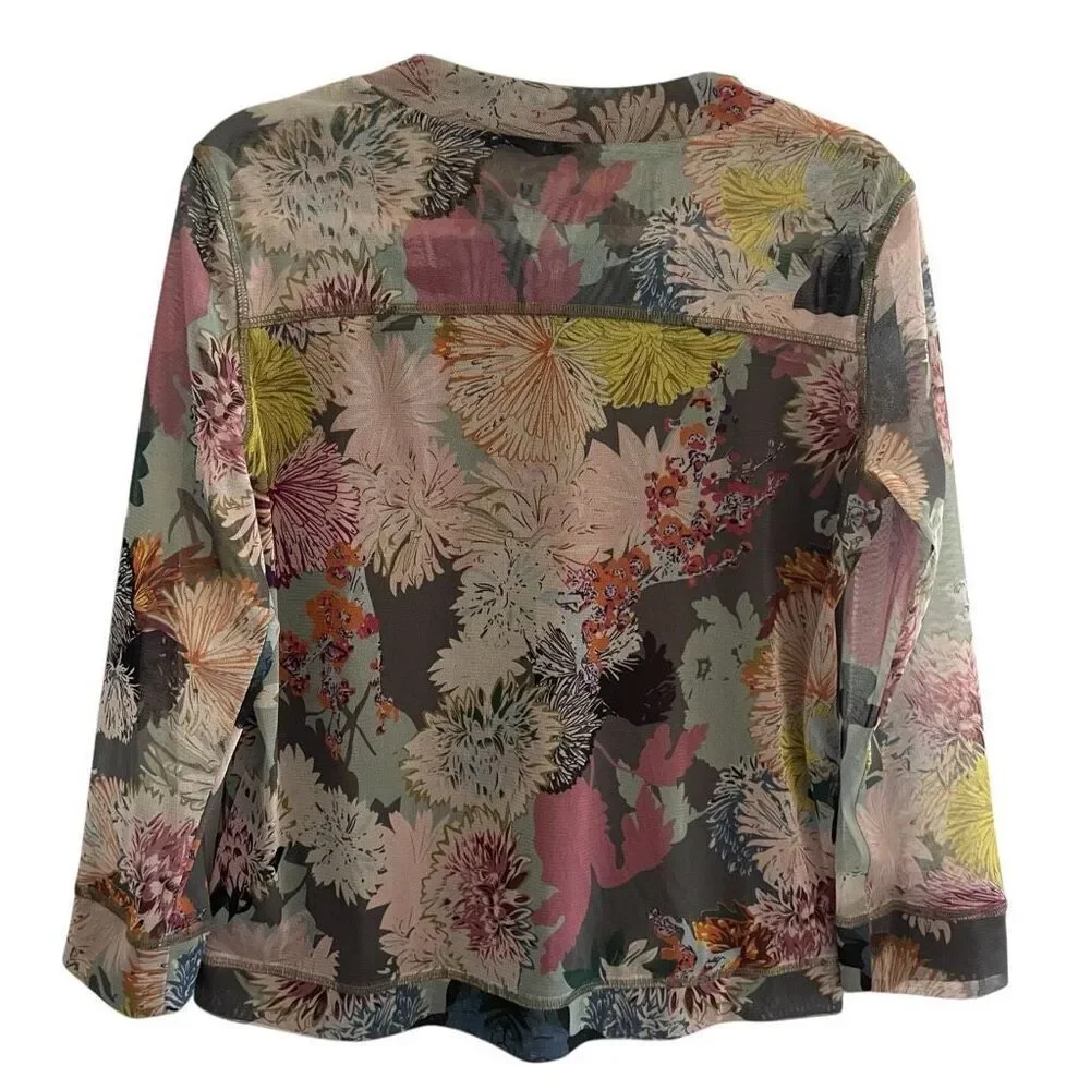 John Mark Floral Mesh Jacket Women’s Size Small Full Zip Double Mesh Resort Wear
